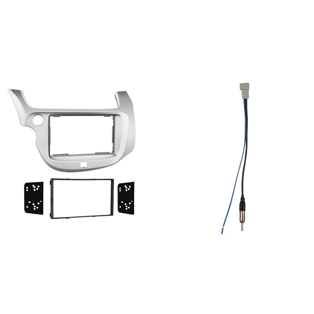 Metra 2009 - 2013 Honda Fit Dash Kit Double Din for Radio Install Silver & 40-HD10 Factory Antenna Cable to Aftermarket Radio Receivers for Select Honda/Acura Vehicles