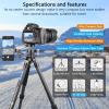 Compact Carbon Fiber Tripod 10-Layer Carbon Travel Camera Stand Detachable Monopod Accessory Threaded Hole Design Video DSLR Tripod Load Up to 33.1lbs/15kgWithout Tripod Head view 2