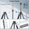 Compact Carbon Fiber Tripod 10-Layer Carbon Travel Camera Stand Detachable Monopod Accessory Threaded Hole Design Video DSLR Tripod Load Up to 33.1lbs/15kgWithout Tripod Head view 3