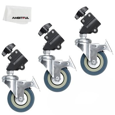 AMBITFUL 3X Light Stand Wheels Install Diameter of 22mm, 360 Adjustable with Locking Function Light Stand Wheels for Photo Video Studio Shooting