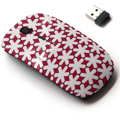 2.4G Wireless Mouse with Cute Pattern Design for All Laptops and Desktops with Nano Receiver - Black red White