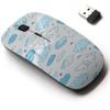 2.4G Wireless Mouse with Cute Pattern Design for All Laptops and Desktops with Nano Receiver - Blue Clouds Hand view 1