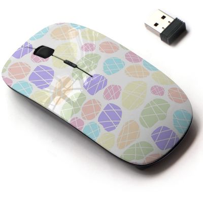 2.4G Wireless Mouse with Cute Pattern Design for All Laptops and Desktops with Nano Receiver - Colorful Rocks