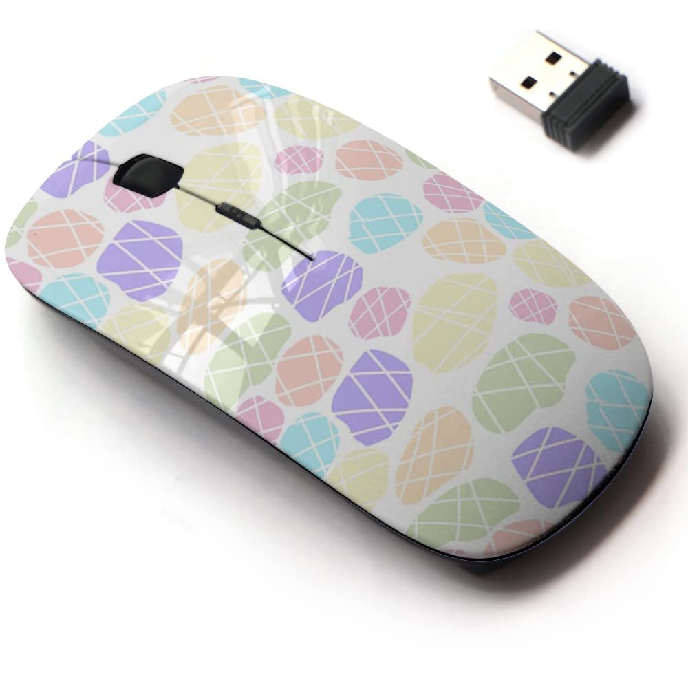 2.4G Wireless Mouse with Cute Pattern Design for All Laptops and Desktops with Nano Receiver - Colorful Rocks