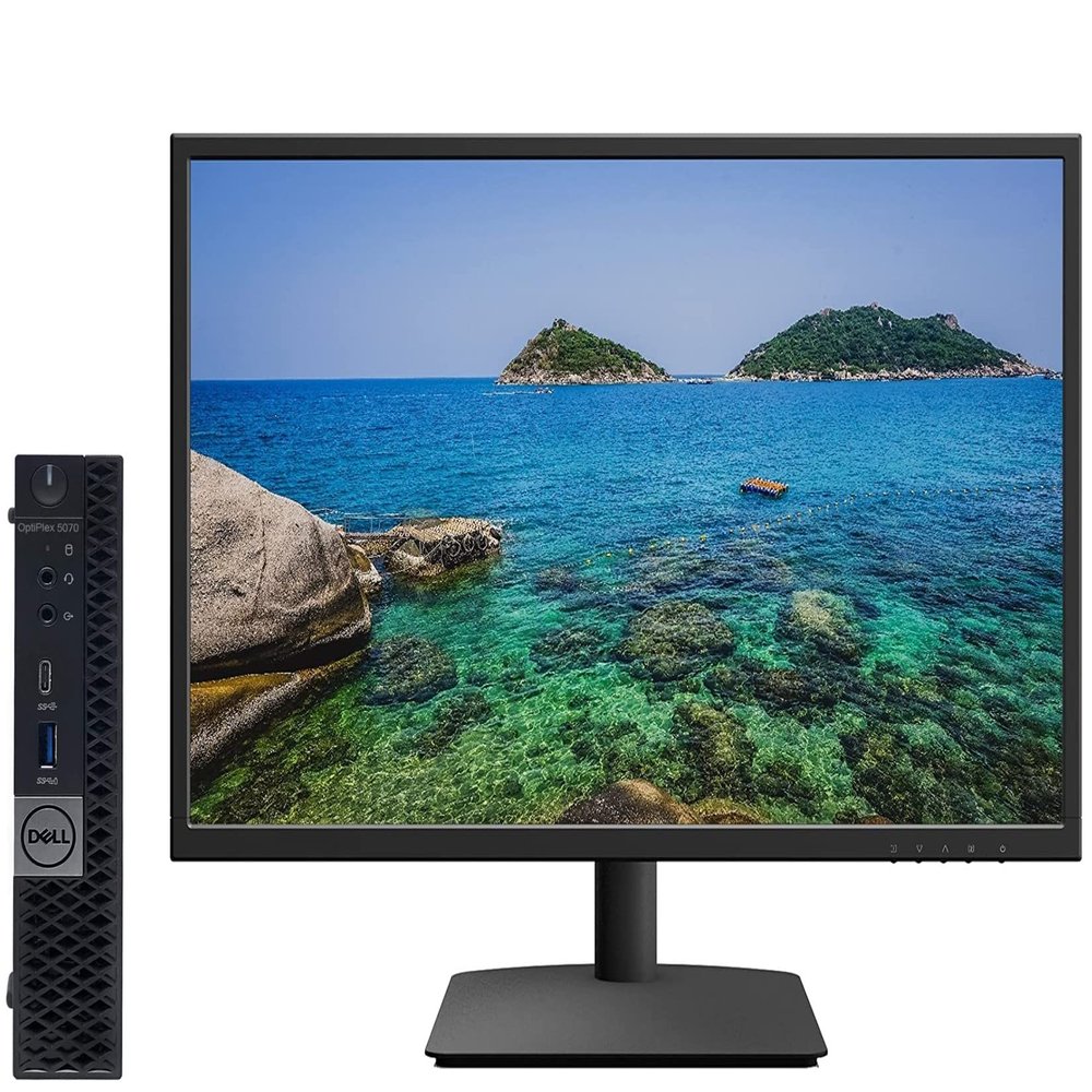 Dell Optiplex 5070 Micro MFF PC Intel i5-9500T, 16GB DDR4, New 256GB M.2 NVMe SSD, WiFi, New KB & Mou,Win11Pro with 24" Monitor with AIO stand  (Renewed)