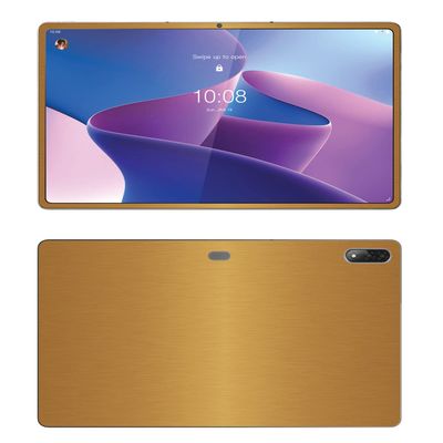 Decalrus - Protective Decal for The Lenovo Tab P12 Pro (12.6" Screen) Tablet Gold Texture Brushed Aluminum Skin Skins Decal for case Cover wrap BAlenovoTabP12_proGold