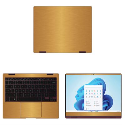 Decalrus - Protective Decal for The Samsung Galaxy Book2 Pro 360 13 (13.3" Screen) Laptop Gold Texture Brushed Aluminum wrap BAsamsungGalaxybk2pro360_13Gold