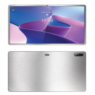Decalrus - Protective Decal for The Lenovo Tab P12 Pro (12.6" Screen) Tablet Silver Texture Brushed Aluminum Skin Skins Decal for case Cover wrap BAlenovoTabP12_proSilver