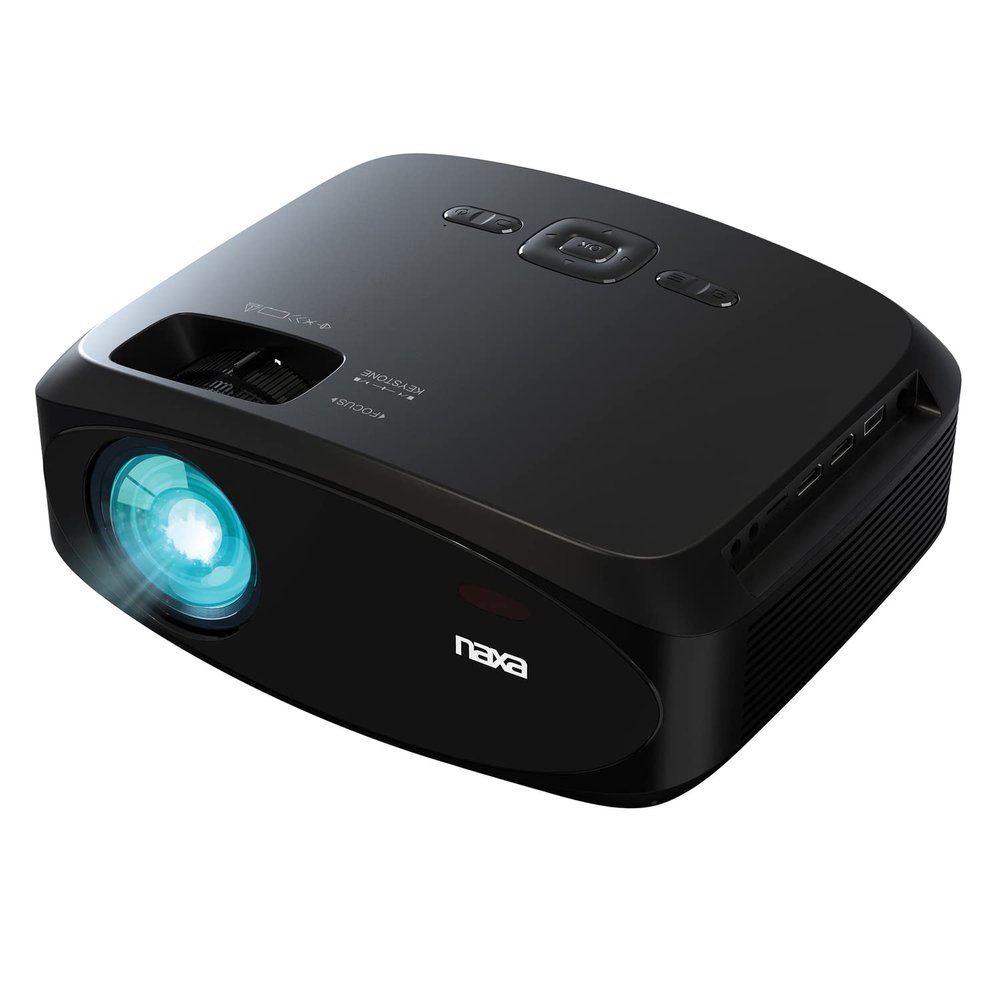 Naxa Electronics NVP-3003C 210-inch Home Theater LCD Projector Combo with Remote and Case, HDMI x 2, USB 2.0, MicroSD Support, AV in, 3.5mm Headphone, Black (NVP-3003C)