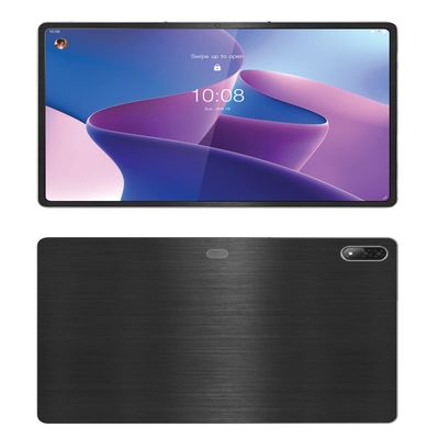 Decalrus - Protective Decal for The Lenovo Tab P12 Pro (12.6" Screen) Tablet Black Texture Brushed Aluminum Skin Skins Decal for case Cover wrap BAlenovoTabP12_proBack