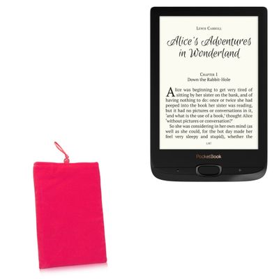 BoxWave Case Compatible with Pocketbook Basic Lux 2 - Velvet Pouch, Soft Velour Fabric Bag Sleeve with Drawstring - Cosmo Pink