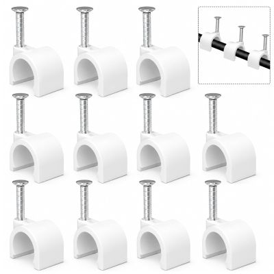 Cable Clips 10mm Nail in Cable Holder Clip 100 Pcs Wire Clips Speaker Tacks for Cords Coax Clamps Ethernet Cord Tacks RG6 RG59 CAT6 RJ45 Wall Wire Organizer