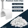 Cable Clips 10mm Nail in Cable Holder Clip 100 Pcs Wire Clips Speaker Tacks for Cords Coax Clamps Ethernet Cord Tacks RG6 RG59 CAT6 RJ45 Wall Wire Organizer view 2