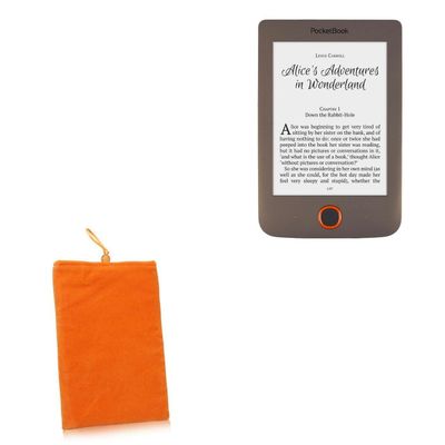 BoxWave Case Compatible with Pocketbook Basic Lux - Velvet Pouch, Soft Velour Fabric Bag Sleeve with Drawstring - Bold Orange