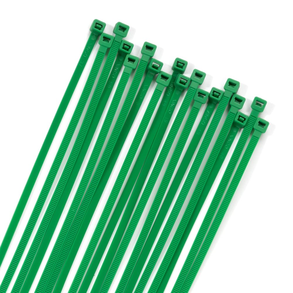 XINGO 100PCS Cable Zip Ties Heavy Duty, Premium Nylon Plastic Wire Ties with 50 Pounds Tensile Strength, Self-Locking Black Nylon Zip Ties for Indoor and Outdoor (14 inch, Green)