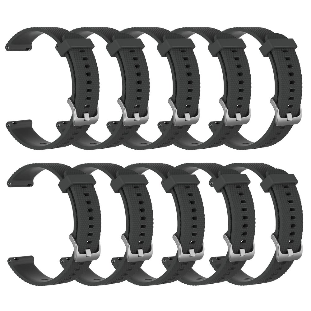 10-Pack Bands Compatible with Garmin Vivoactive 3, Vivoactive 3 Music, Vivomove HR, Vivomove Watch Band 20mm Quick Release Silicone Bands (Gray)