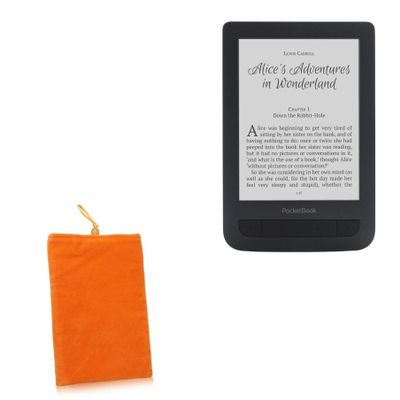 BoxWave Case Compatible with Pocketbook Basic Touch 2 - Velvet Pouch, Soft Velour Fabric Bag Sleeve with Drawstring - Bold Orange