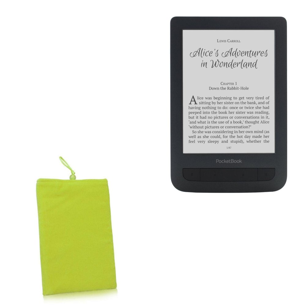 BoxWave Case Compatible with Pocketbook Basic Touch 2 - Velvet Pouch, Soft Velour Fabric Bag Sleeve with Drawstring - Olive Green