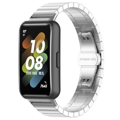 Replacement Band Strap for Huawei Band 7 Smart Wristband, Stainless Steel Bands Wrist Watch Replacement Bracelet for Huawei Band 7 (Siliver)