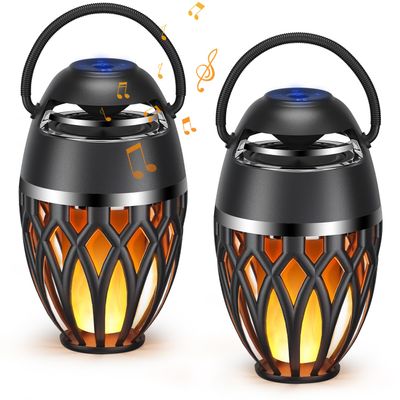 MOFOKEAY 2 Pack Outdoor Bluetooth Speakers,Wireless Speakers with LED Flame Flickers,IP5X Waterproof Torch Lights Lantern Speakers for Patio Yard Pool Party,Gifts for Men/Women