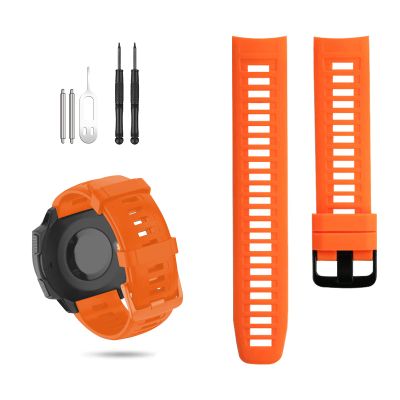 GERSIK Compatible with Garmin Watch Bands, Soft Silicone Strap Sport Wristband Compatible with Garmin Instinct 2/Instinct Esports/Solar/Tide/Tactical GPS Smartwatch, Orange