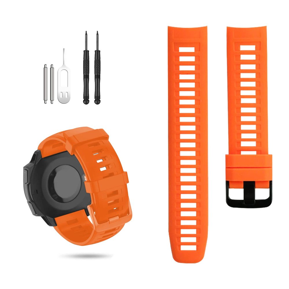 GERSIK Compatible with Garmin Watch Bands, Soft Silicone Strap Sport Wristband Compatible with Garmin Instinct 2/Instinct Esports/Solar/Tide/Tactical GPS Smartwatch, Orange