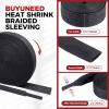 BuyUneed Braided Sleeving 2:1 Shrinkable Fabric Heat Shrink Tubing- Abrasion Protection Flexibility Wiring Harness Cable Sheath (1/2" ID, 16ft) view 2