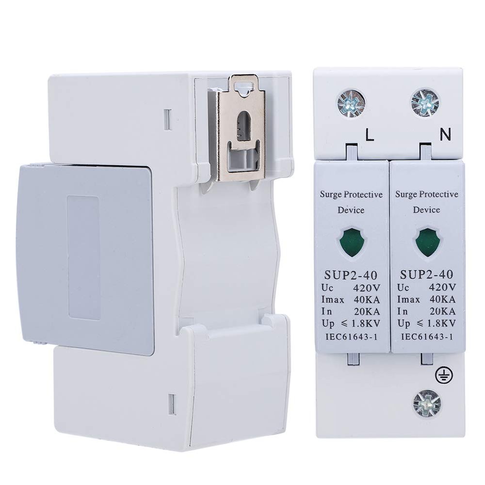 2Pcs Protector 2P 40kA 420V AC for Electrical Panel Home Protection with Ethernet Coaxial Circuit Breaker Mount