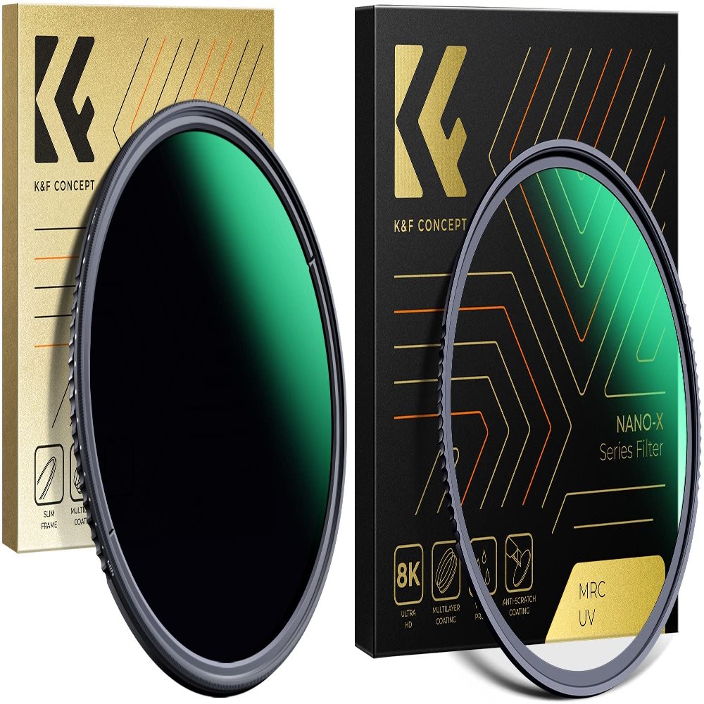 55mm Variable ND3-1000 & MC UV Lens Filters Kit (2 Pcs) 1.5-10 Stops Adjustable Neutral Density MCUV Lens Protection Filters Set