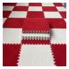 10Pcs Interlocking Carpet Tiles,Thick Plush Floor Mat,Soft Carpet Area Rug,Living Room Crawling Mat,Non-Slip Foam Puzzle Floor Tiles,12X12inch,Red + White view 1