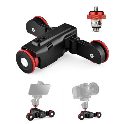 Andoer L5i Wireless Camera Video Auto Dolly 3-Wheels Motorized Slider Dolly Car Mobile APP Control Time-Lapse Straight/Curved Line Photography Adjustable Speed 3kg Load Capacity Built-in Battery