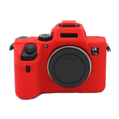 Camera Case Bag Soft Silicone Red Shockproof Armor Skin Body Cover Protector for Sony Alpha a7 III mirrorless digital camera