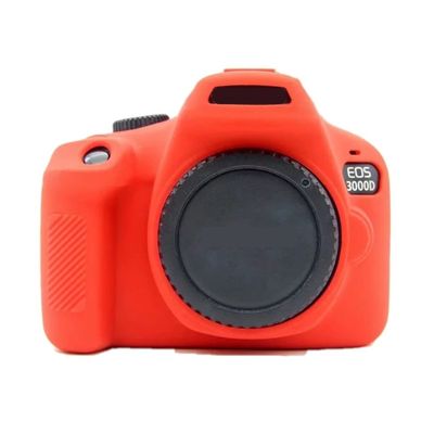 Camera Case Bag Soft Silicone Red Shockproof Armor Skin Body Cover Protector for Canon EOS 3000D / Rebel T100 camera