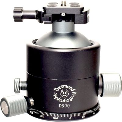 Desmond DB-70 70mm Ball Head Arca Compatible w Pan Lock & DRC-60 Rapid Clamp for Tripod