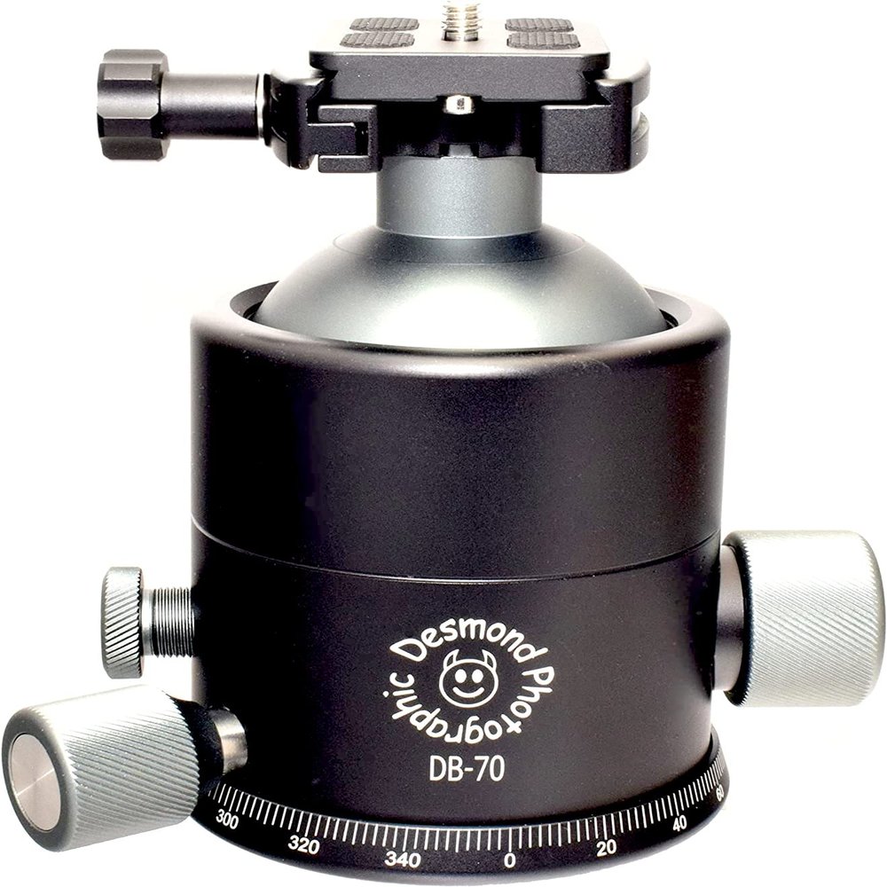 Desmond DB-70 70mm Ball Head Arca Compatible w Pan Lock & DRC-60 Rapid Clamp for Tripod