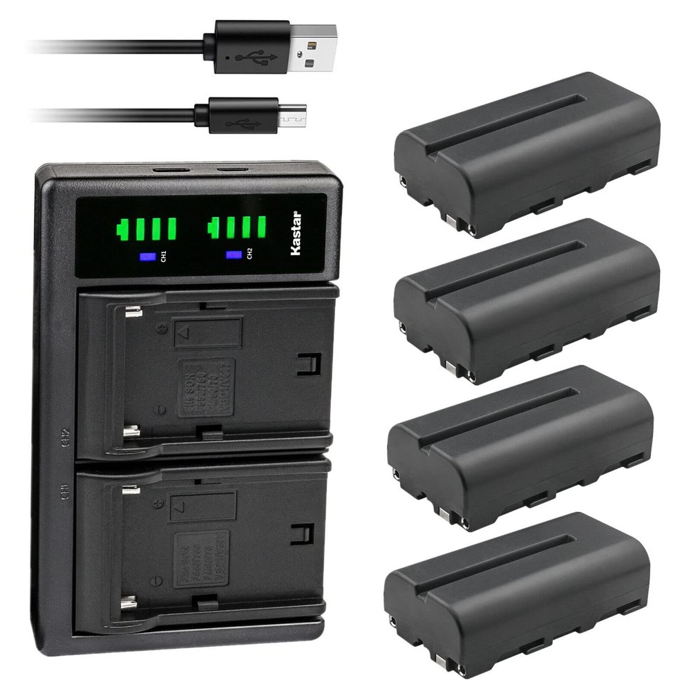 Kastar 4-Pack NP-F550 / NP-F570 Battery and LTD2 USB Charger Compatible with Portkeys PT5 II, BM5WR 5.5" HDMI, HS7T II 7" High-Bright 4K, LH5P 5.5" 4K HDMI, PT5 II 5" 4K HDMI Touchscreen Monitor