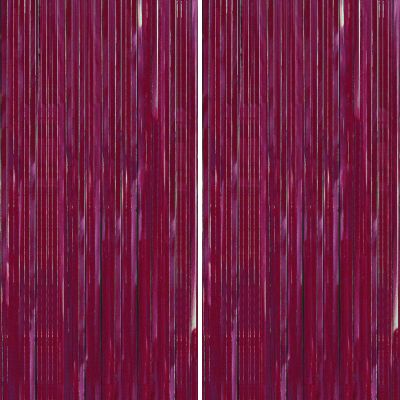 PartyWoo Foil Fringe Curtains, 2 pcs 3.3x6.6 ft Burgundy Red Streamers, Fringe Backdrop, Party Backdrop Curtain, Tinsel Curtains, Door Shimmer, Streamers Party Decorations for Birthday, Christmas