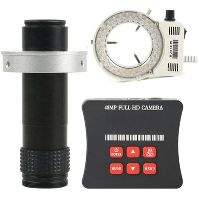 Microscope Accessories Kit 48MP 1080P 60FPS USB Industrial Electronic Microscope Camera C Mount Microscope Slides (Color : 130x Lens with Light)