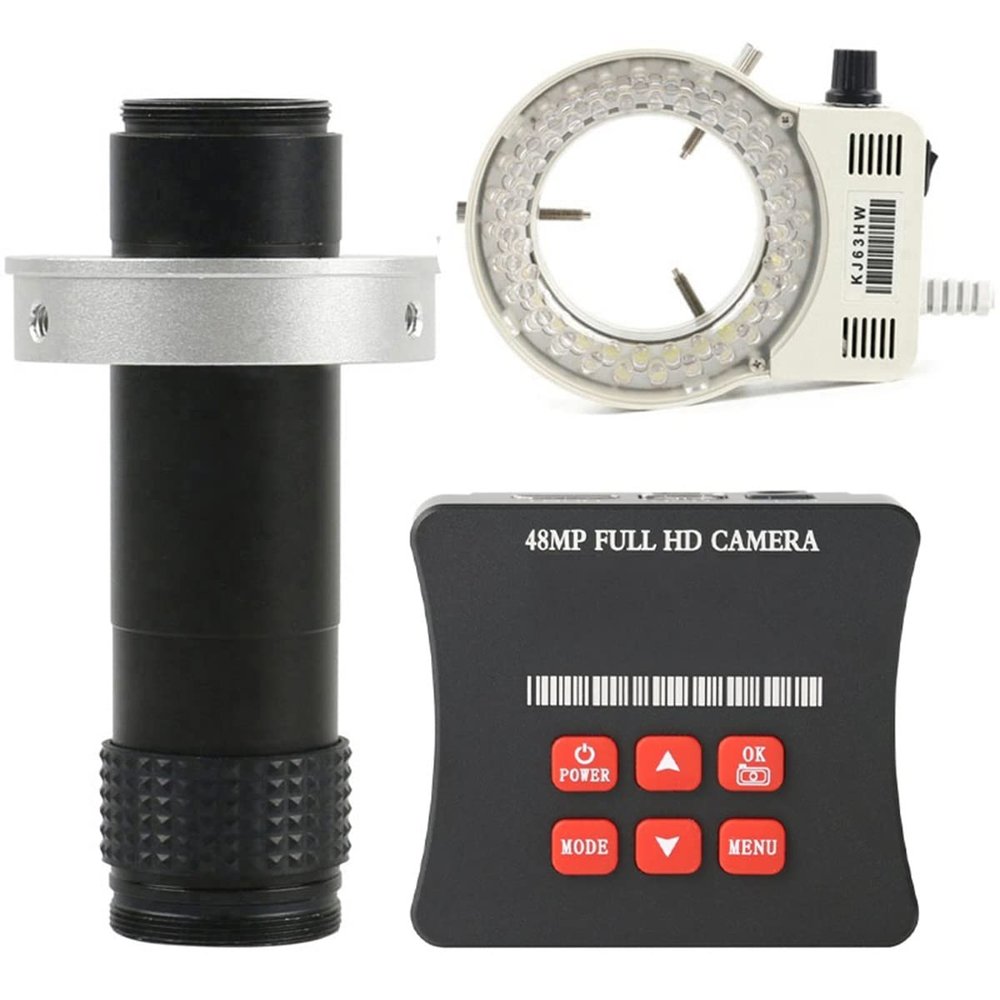 Microscope Accessories Kit 48MP 1080P 60FPS USB Industrial Electronic Microscope Camera C Mount Microscope Slides (Color : 130x Lens with Light)