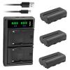 Kastar 3-Pack NP-F550 / NP-F570 Battery and LTD2 USB Charger Compatible with Blackmagic Design Video Assist 5" 12G-SDI/HDMI HDR, Assist 7" 12G-SDI/HDMI HDR, Assist 3G-SDI/HDMI 7" Recording Monitor view 1