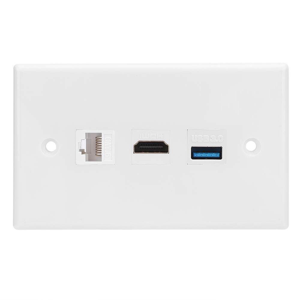 Household CAT6,Wall Socket Panel, HD output and USB3 Interface Plate, In Wall Cable Management Kit for USB HD output CAT.6 with Srews, Wall Socket Panel, Household CAT6, HD output and USB3 ISock