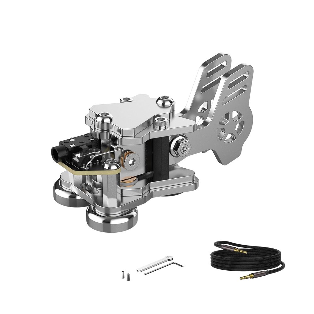 Mini Key Morse Radio HAM Send Telegram Double Paddle Morse Code Key with Stainless Steel Body Three Neodymium Magnets Base Silver