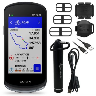 Wearable4U - Garmin Edge 1040 GPS Bike Computer, On and Off-Road, Spot-On Accuracy with Speed and Cadence Sensors and E-Bank Bundle