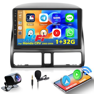 Hikity for 2002-2006 Honda CRV Android 13 Radio, 9 Inch Touch Screen CRV Stereo Dash Kit, Wireless Carplay Android Auto, in-Dash GPS Navigation, WiFi, Bluetooth, FM, Backup Cam