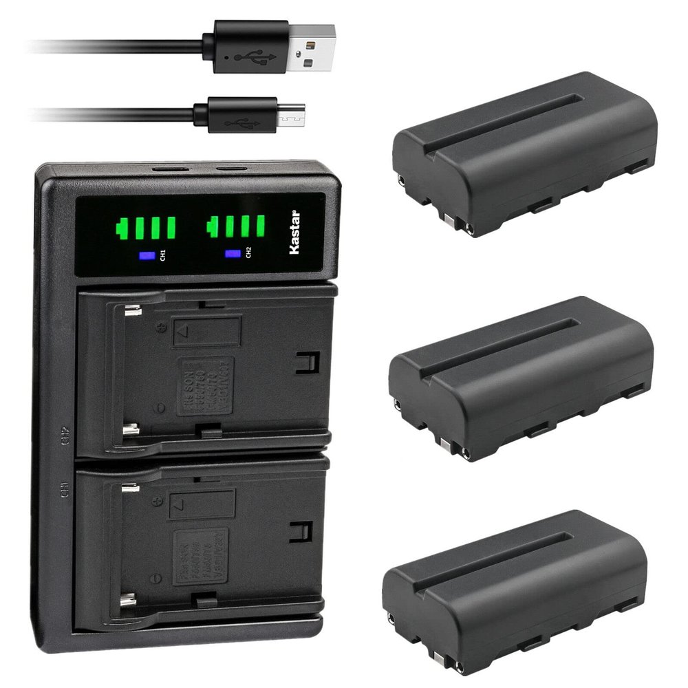 Kastar 3-Pack NP-F550 / NP-F570 Battery and LTD2 USB Charger Compatible with Desview R5 Camera Field, R6 UHB 5.5'' 2800 cd/m Ultra High-Brightness, R7 7'' On-Camera 4K HDMI Touchscreen Monitor