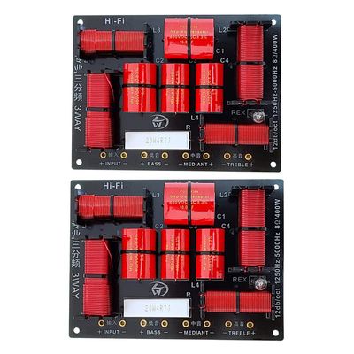 JINGERL 3 Way Speaker Crossover 400W Treble Midrange Bass 1250H/5000HZ HiFi Frequency Divider 12dB /oct 6dB /oct (Size : 2 Pieces)