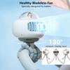 3-in-1 Multi-Function Fan, 3600mAh USB Rechargeable Stroller Fan, Portable Mini Handheld Fan/Table Fan/Clip On Fan, Quiet Shake Head Baby Safety Bladeless Fan Small Table Fan, 4 Speeds White view 3