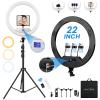 22'' Ring Light with 75'' Tripod Stand, LED Display/2 USB Ports/6500K Dimmable Ring Light for ipad Phone Holder for Tattoo Lash Live Makeup Video Recording TikTok Barber Stylist Photography view 1