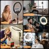 22'' Ring Light with 75'' Tripod Stand, LED Display/2 USB Ports/6500K Dimmable Ring Light for ipad Phone Holder for Tattoo Lash Live Makeup Video Recording TikTok Barber Stylist Photography view 3