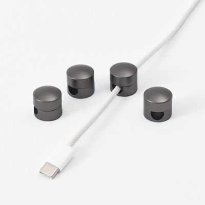 BRIGHTTIA Cable Clips - Cord Management Brass Buttons - Multipurpose Wire Holder Organizer System for Home, Office, Dorm and Car - Gift for Him, Her and Students - 4 Pack (Matte Gunmetal)